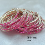 10pcs/ lot 2mm Rhinestones Sparkling Elastic Bracelet gold-plated