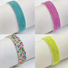 10pcs/ lot 2mm Acrylic rhinestones Sparkling Elastic Bracelet silver-plated