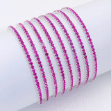 10pcs/ lot 2mm Rhinestones Sparkling Elastic Bracelet silver-plated