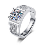 Square men's ring, internet famous men's ring Copper zircon Adjustable opening