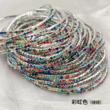 10pcs/ lot 2mm Rhinestones Sparkling Elastic Bracelet silver-plated
