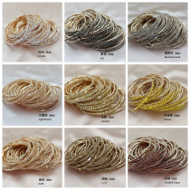 10pcs/ lot 2mm Rhinestones Sparkling Elastic Bracelet gold-plated