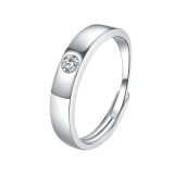 Square men's ring, internet famous men's ring Copper zircon Adjustable opening