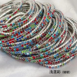 10pcs/ lot 2mm Rhinestones Sparkling Elastic Bracelet silver-plated