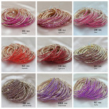 10pcs/ lot 2mm Rhinestones Sparkling Elastic Bracelet gold-plated