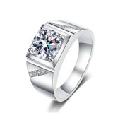 Square men's ring, internet famous men's ring Copper zircon Adjustable opening