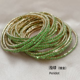 10pcs/ lot 2mm Rhinestones Sparkling Elastic Bracelet gold-plated