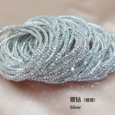 10pcs/ lot 2mm Rhinestones Sparkling Elastic Bracelet silver-plated