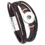 20mm snap bracelet Hand woven turquoise magnetic buckle leather bracelet