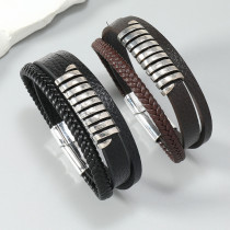 New minimalist multi-layer woven men's leather bracelet with magnetic buckle bracelet