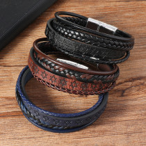 20MM snap bracelet Retro punk style hexagonal star magnetic buckle leather bracelet