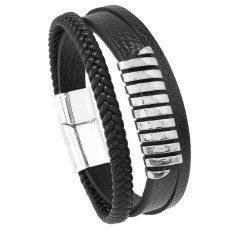 New minimalist multi-layer woven men's leather bracelet with magnetic buckle bracelet