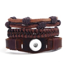 New 20mm snap button  bracelet set of genuine cowhide bracelet
