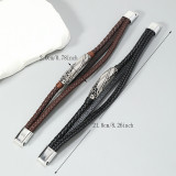 Men's bracelet vintage hand woven leather rope magnetic buckle