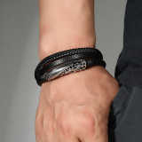 Men's bracelet vintage hand woven leather rope magnetic buckle