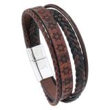 20MM snap bracelet Retro punk style hexagonal star magnetic buckle leather bracelet