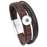 20MM snap bracelet Retro punk style hexagonal star magnetic buckle leather bracelet
