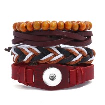 New 20mm snap button  bracelet set of genuine cowhide bracelet
