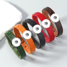 New 20mm snap  bracelet  retro genuine leather  cowhide bracelet adjustable