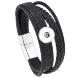 20MM snap bracelet Retro punk style hexagonal star magnetic buckle leather bracelet