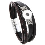 20mm snap button bracelet Vintage Fried Dough Twists woven bracelet PU leather magnet buckle