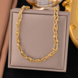 Multi layer chain winding interval bead stainless steel cross necklace wholesale for women
