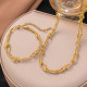 Multi layer chain winding interval bead stainless steel cross necklace wholesale for women