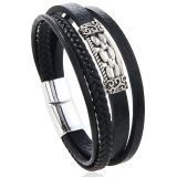 20mm snap button bracelet Vintage Fried Dough Twists woven bracelet PU leather magnet buckle