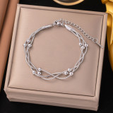 Multi layer chain winding interval bead stainless steel cross necklace wholesale for women