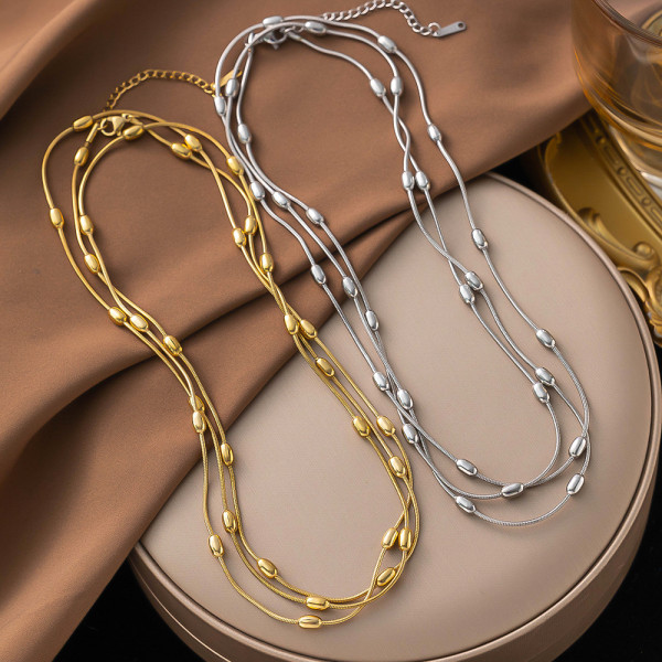 New multi-layer stainless steel necklace bracelet anklet