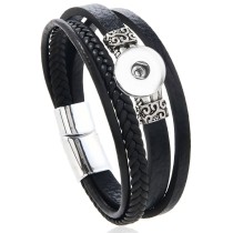 20mm snap button bracelet Vintage Fried Dough Twists woven bracelet PU leather magnet buckle
