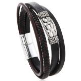 20mm snap button bracelet Vintage Fried Dough Twists woven bracelet PU leather magnet buckle