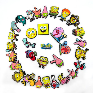 New Cartoon Cute SpongeBob SquarePants Series Hole Shoes Flower Shoes Button DIY
