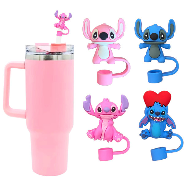 New Cute Stitch 10mm cartoon straw cap dust stopper STANLEY cup accessories straw cover