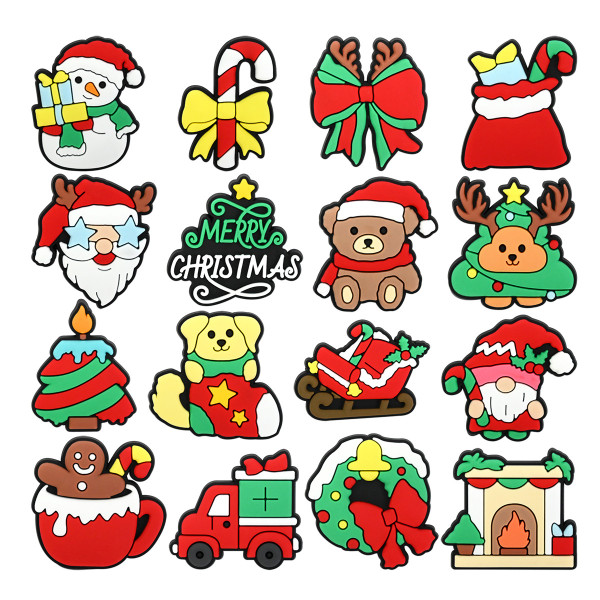 New Christmas Santa Claus PVC Soft Rubber Shoes Flower Shoe Buckle DIY Decoration