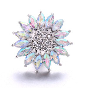Sunflower 20mm metal snap button Alloy rhinestone