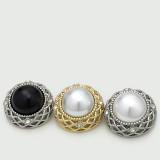 20mm snap button metal rhinestone Golden Silver Flower Pearl Rose flower