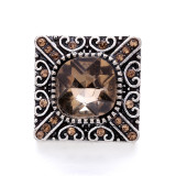 Square retro 20mm metal snap button Alloy rhinestone