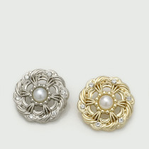 20mm snap button metal rhinestone Golden Silver Flower Pearl Rose flower