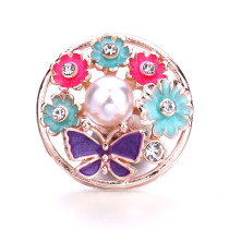 Flower butterfly 20mm metal snap button Alloy rhinestone