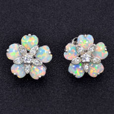 Hot selling Five Flowers White Australia Treasure Opal Earrings for Girls Flower Earrings