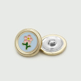20mm snap button metal rhinestone Golden Silver Flower Pearl Rose flower