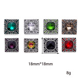 Square retro 20mm metal snap button Alloy rhinestone