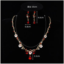 Flower zircon design necklace earring set for brides, new style