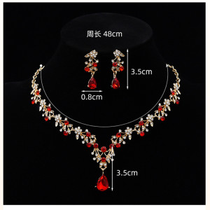 Fash Water Drop Pendant Necklace Earring Set Bridal rhinestone Crystal