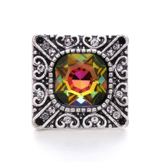 Square retro 20mm metal snap button Alloy rhinestone