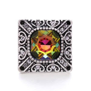 Square retro 20mm metal snap button Alloy rhinestone