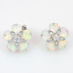 Hot selling Five Flowers White Australia Treasure Opal Earrings for Girls Flower Earrings