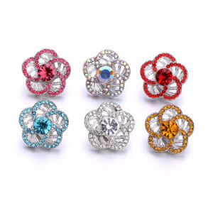 Flower  20mm metal snap button Alloy rhinestone