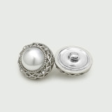 20mm snap button metal rhinestone Golden Silver Flower Pearl Rose flower